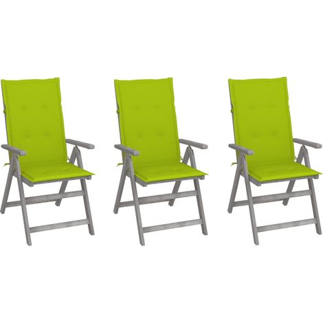 Lot de 3 Chaises de jardin inclinables Fauteuils de Jardin avec coussins Bois d'acacia 64418 (1/5)