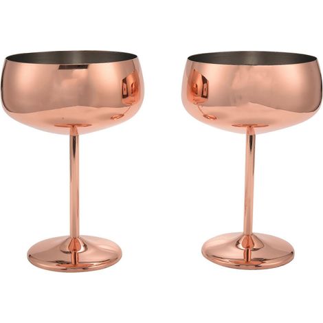 Cuivre Coupe Champagne Glasses lot de 2 inoxydable acier vintage Martini Cocktail verre vin Goblet (1/5)