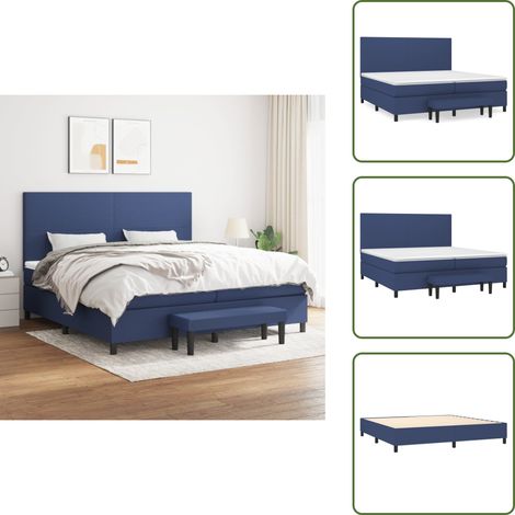 Boxspringbett mit Matratze Blau 200x200 cm Stoff - Boxspringbett - Doppelbett - Blau - Bettsofa - Schlafsystem (1/5)