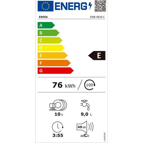 Edesa EDB-4610-I - Lavavajillas Integrable E 10 Cubiertos