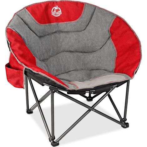 Chaise de camping taille XXL, chaise ronde surdimensionnée, soucoupe rembourrée pliante avec poche latérale, capacité de 226,8 kg pour extérieur, randonnée, pêche, pique-nique, pelouse (1/5)