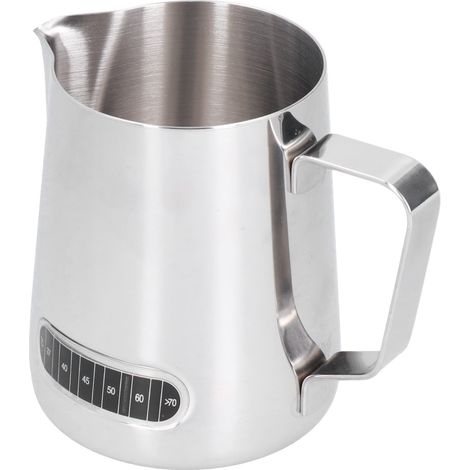 600-ml-Milch- und Kaffeeaufschäumbecher aus Edelstahl, Milchaufschäumkännchen mit Thermometeraufkleber (1/5)
