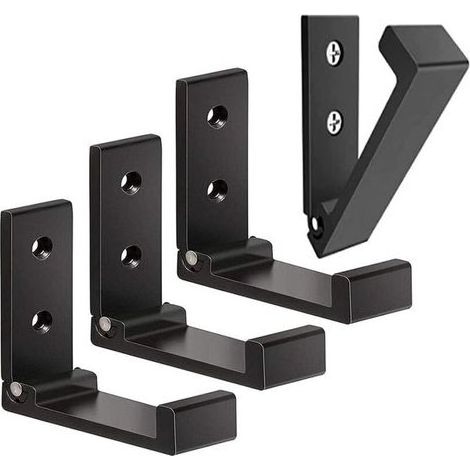 Noir Lot de 4 Crochets Muraux Pliables-Crochets pour Manteaux Invisibles, Crochet Mural en Aluminium, Crochet de Suspension Mural en Alliage D'Aluminium Patères Pliables à 90 ° (1/5)