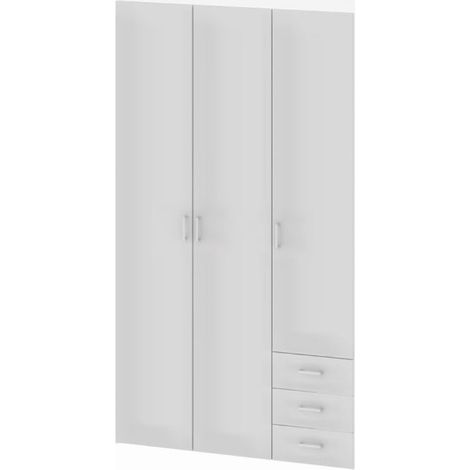 Spell Kleiderschrank 3 Türen und 3 Schubladen. Weiss Hochglanz.