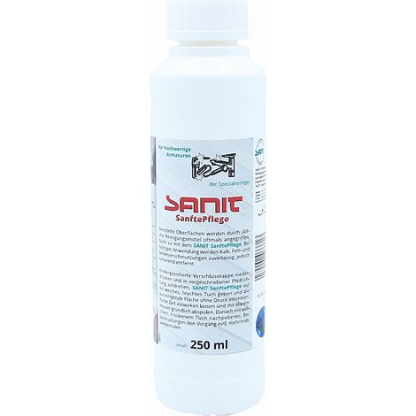 Sanit Sanfte-Pflege Spezialreiniger für hochwertige Armaturen gegen Kalk, Fett- und Seifenverschmutzungen, 250ml Flasche