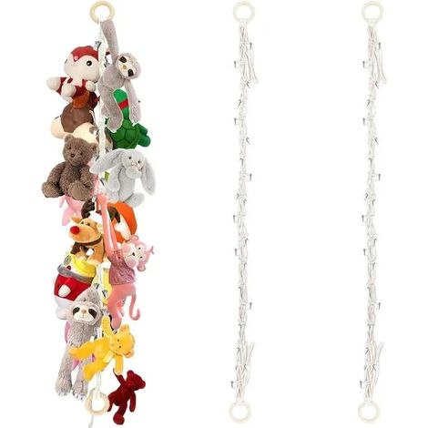 2 Pièces 4m Rangement Peluche, Hamac avec 40 Pinces Métal, Organisateur Suspendu pour Chambre Enfant, Décoration Intérieur. (1/5)