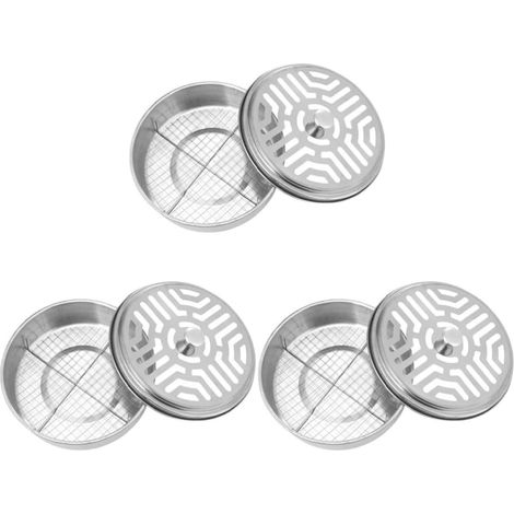 Silver Stainless Steel Perfume Box with Hollow Lid, Round Anti-Tip Stand and Protective Cover for Boys and Girls, for Bedroom and Patio, Set of 3 Pieces, Multiple Styles (1/5)