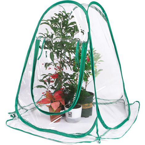 Mini invernadero plegable de PVC para protección de plantas, decoración de jardines interiores y exteriores, 70 x 70 x 80 cm con ventana de ventilación. (1/5)