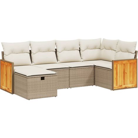 Set Divano da Giardino 6 pz con Cuscini Beige in Polyrattan vidaXL (1/4)