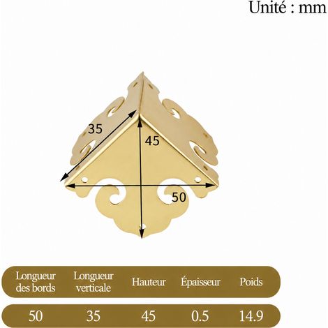 Équerre d’angle de meuble en métal couleur laiton 3,5 cm 4101-3 5cm 5 × 3,5 × 4,5 cm 14 g – Livraison gratuite