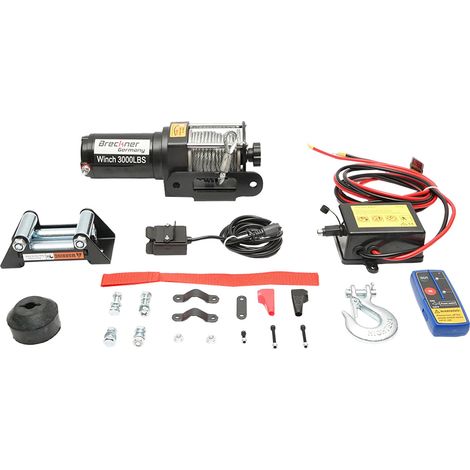 Verricello elettrico con telecomando 12V, cavo in acciaio da 1,6T (3000 libbre) 5x11m, solenoide 100A Breckner Germany (1/5)