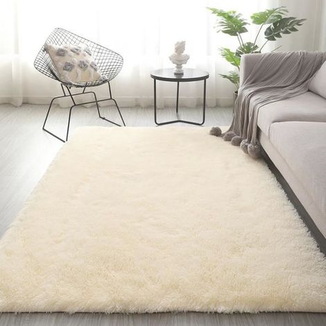 Tapis de Salon Shaggy 160 x 230cm Beige