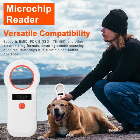 Lettore di chip per animali domestici, scanner RFID wireless, etichette portatili ricaricabili per animali domestici con display OLED, supporto EMID FDX-B (ISO11784/85), 128 dati di memorizzazione per (1/5)