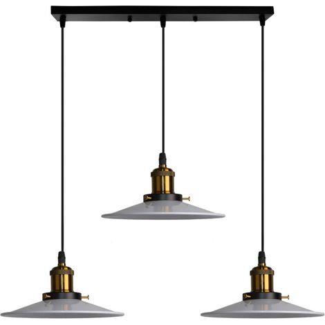 Suspension Luminaire Rétro 3 Lumières Lampe À Suspension Moderne En Métal (Blanc) Lustre Antique E27 60W Pour Salon Salle À Manger Restaurant (1/5)