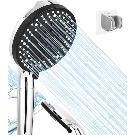 [NUNCA UTILIZADO]Cabezal de ducha con filtro, 8 tipos de chorro, ahorro de agua, filtro de piedra mineral, cabezal de ducha para agua dura, ducha de mano con filtro antical para agua dura, bacterias (1/5)