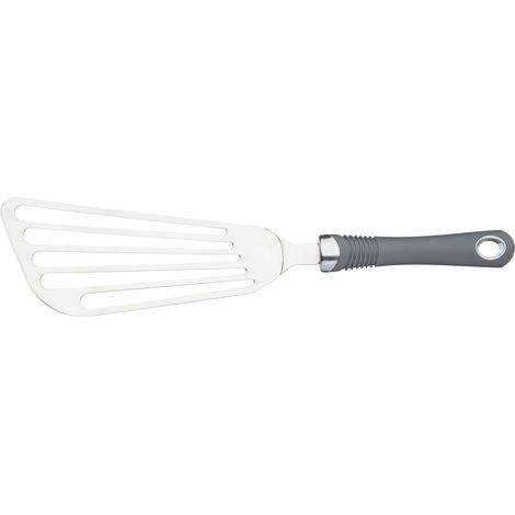 KitchenCraft Professional - Spatola da cucina de con scanalature, manico soft touch, argento/grigio, 31,5 cm (12,5") (1/4)
