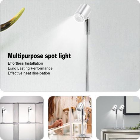 Spot LED à Fixer pour Vitrine de Bijoux - Lumière d'Accent Électroplacée Aluminium pour Exposition Intérieure (1/5)