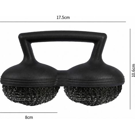 Brosse à double boule pour barbecue, lot de 2, poils acier inoxydable, manche PP, nettoyage grill et plancha (1/4)