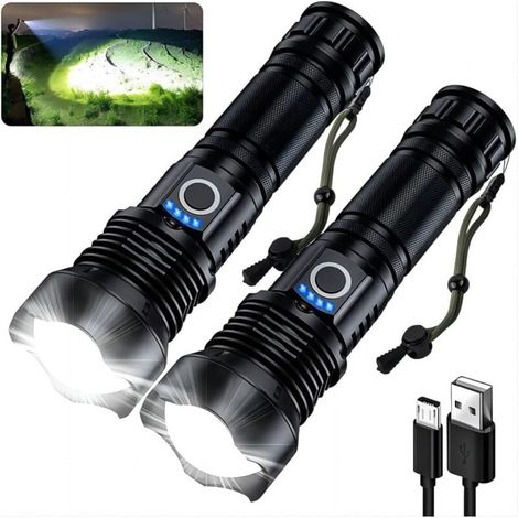 Wiederaufladbare 3200-Lumen-Taschenlampen – 2er-Pack, ultrahelle LED-Taschenlampe mit 12 Stunden Akkulaufzeit und 5 Leuchtmodi, leistungsstarke Taschenlampe für Zuhause und Outdoor-Aktivitäten (1/4)