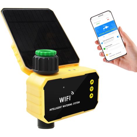 Tuya WLAN-gesteuertes Bewässerungsgerät für den Garten, wassersparender automatischer Bewässerungstimer für Gartenpflanzen, solarbetrieben