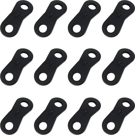 Ajusteur de corde en 12 pièces pour corde, tendeur de tente (noir), ajusteur de câble, boucle de corde en alliage d'aluminium, ajusteur de corde à 2 trous, pour le camping et le rangement sous tente. (1/5)