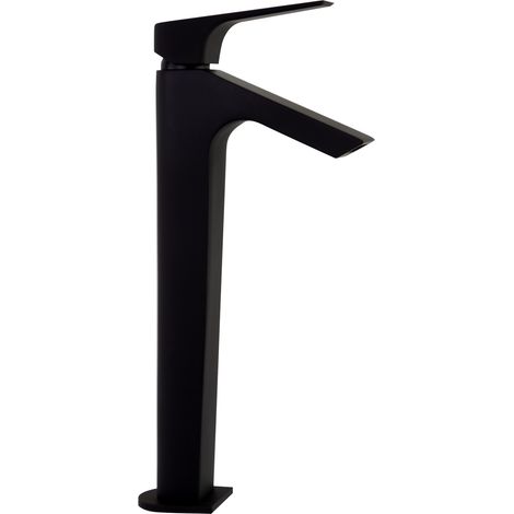 Grifo de Lavabo Monomando Alto Negro Mate con Cascada y con Limitador 5l/min Ahorro de Agua Serie Urban Chic (1/5)