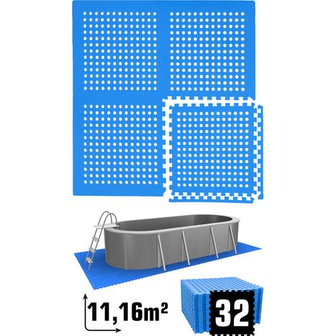 Tapis de Piscine 11,2 m² - 32 Tapis de Sol EVA 62x62 - Jeu de Dalles Protection (1/5)