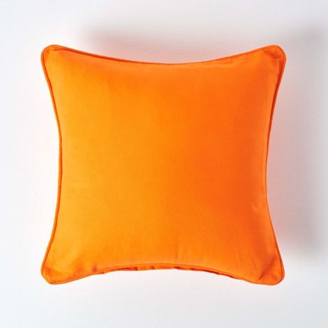 HOMESCAPES Housse de coussin Uni Orange, 45 x 45 cm (1/4)