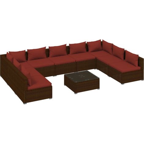 Maison Exclusive - 10-tlg. Garten-Lounge-Set mit Kissen Poly Ratt (1/5)