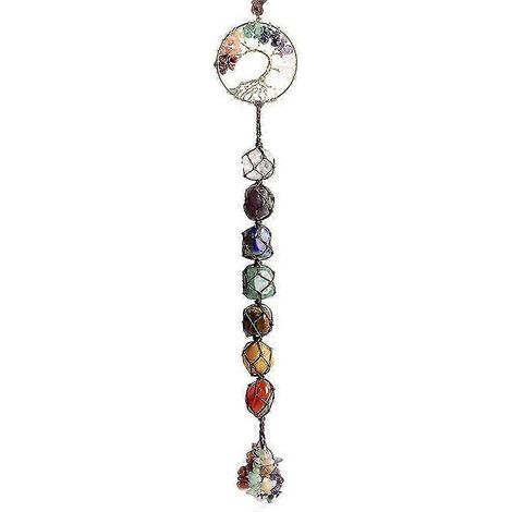 Ornement de voiture en cristal pour fenêtre 7 chakras décoration intérieure bijoux Feng Shui yoga et méditation (arbre de vie) - style 5 (1/4)