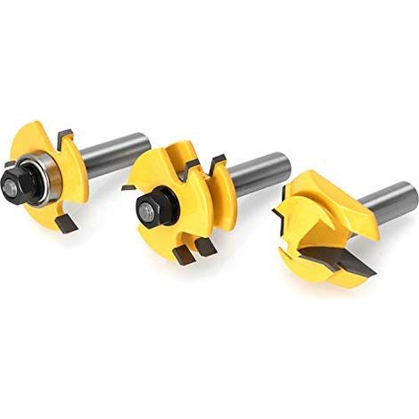 45 Degrés Verrouiller Mitre Routeur Bit + Fraises à Rainure et Languette 3 Dents en Forme de T, 12,7mm (1/2) (1/5)