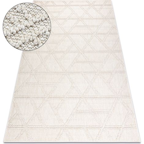 Carpet JERSEY 19241 cream - Rhombuses, geometric structural, loop BOHO beige 80x150 cm