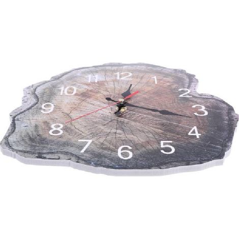 Horloge murale silencieuse en bois- style minimaliste- avec anneaux annuels- alimentée par des piles AA- idéale pour la décoration d'une chambre. (1/5)