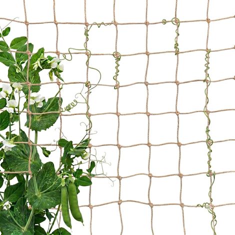 Jute-Netz 2 x 3 m, 100 % biologisch abbaubares Pflanzennetz, Hanfseil für Kletterpflanzen wie Erbsen, Tomaten und Gurken – Maschenweite 15 x 15 cm