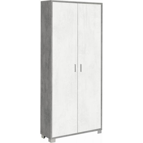 Mueble 2 puertas 83L x 29P x h190 – Acabado Cemento y Blanco Opaco – Sarmog