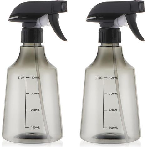 Set di 2 bottiglie d'acqua con nebulizzatore a nebulizzazione fine e foglie decorative, grigie (1/5)