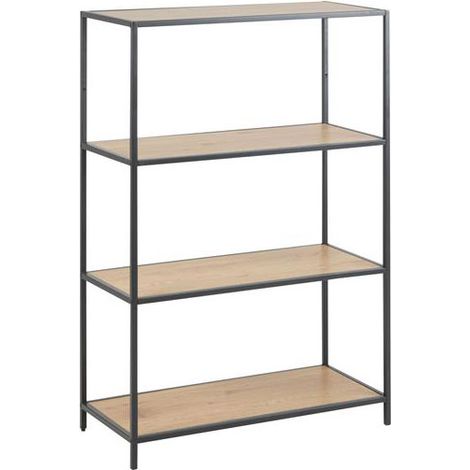 Sea Bücherregal mit 2 Ablagen in Wildeiche Dekor und schwarzen Metallgestell.