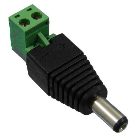 Conector DC12V macho con terminales de tornillo