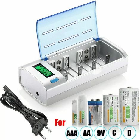 Chargeur De Piles - Chargeur Universel Pour Piles AA AAA C D 9 V - Technologie LCD - Compatible Ni-Mh Ni-Cd - 10 W (1/5)