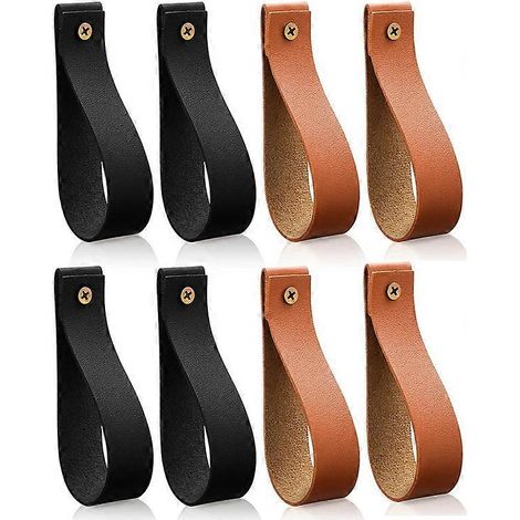 Lot de 8 crochets muraux en cuir PU, sangles de suspension murale, rideau en cuir PU (1/5)