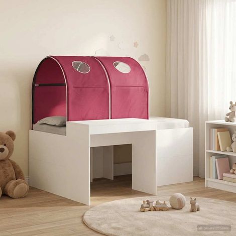 vidaXL Letto con Tunnel 3 pz Bianco e Rosso Legno ingegnerizzato (1/5)