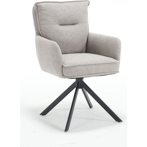 Fauteuil Pivotant 360° en Tissu Structuré Gris avec Assise à Ressorts Ensachés pour Bureau - PANGIVO (1/5)