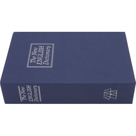 Coffre-fort factice en forme de livre, boîte de rangement portable avec serrure et clé, bleu, idéal comme cadeau d'anniversaire. (1/5)