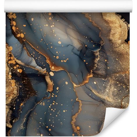 Papier peint marron encre, bleu marine et graphite pour salon et chambre 50x1000 cm (1/5)