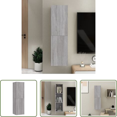 vidaXL Meuble TV suspendu - Meuble TV mural Sonoma gris 30,5x30x110 cm (1/5)