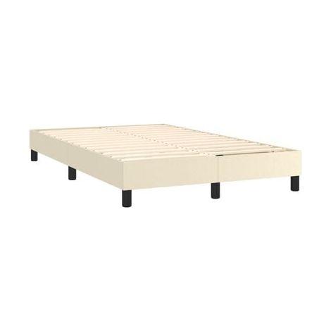 Sommier de style Snowco (avec matelas et lampe LED), couleur crème, 120 × 200 cm, éclairage led d’ambiance, idéal chambre à coucher, style moderne, montage simple (1/5)