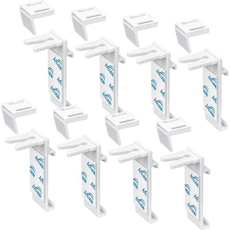Lot de 8 Supports de fixation Store sans perçage Plastique Réglable Fenêtre PVC Bois Porte (1/5)