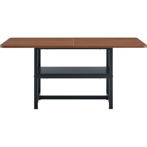 Table à manger rectangulaire 4 à 6 personnes, bois foncé et métal, avec étagère de rangement, 160 x 90 x 76 cm, style industriel - CHICFURN (1/5)