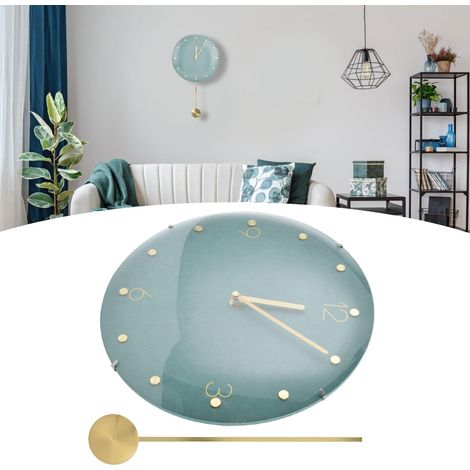 Reloj de pared moderno sin marco con péndulo – Esfera redonda de cristal verde, 30 cm de diámetro – Ideal para el hogar, bar, cafetería o salón – Mecanismo silencioso, escala de cobre 3D (1/5)