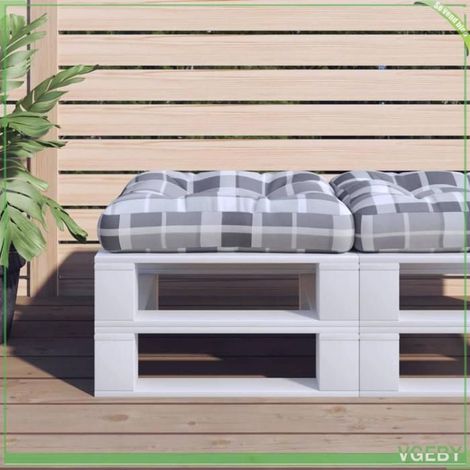 Coussin de palette - FAFEISY - Motif à carreaux - Gris - 50x50x12 cm - Polyester résistant UV & étanche (1/5)